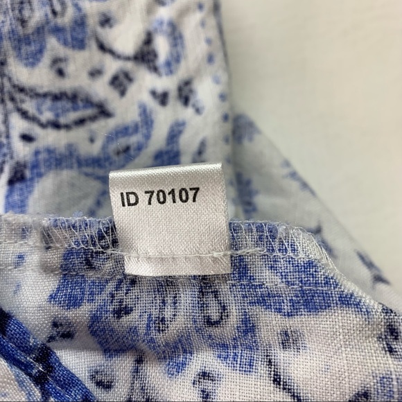 LOFT Linen Blend Floral Bohemian Blue Rose Polish Pottery Spaghetti Strap Tank - Picture 8 of 8